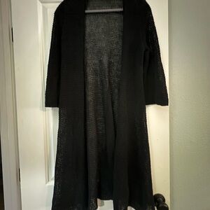 Eileen Fisher Black Open-Front Cardigan Sweater